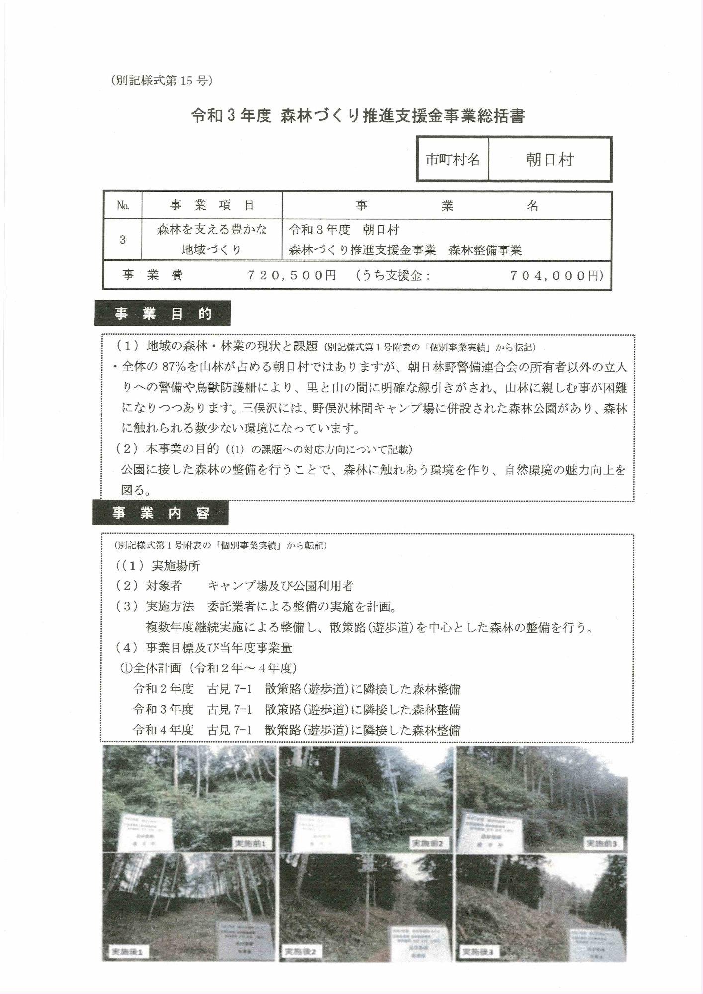 令和３年度　森林づくり推進支援金事業1